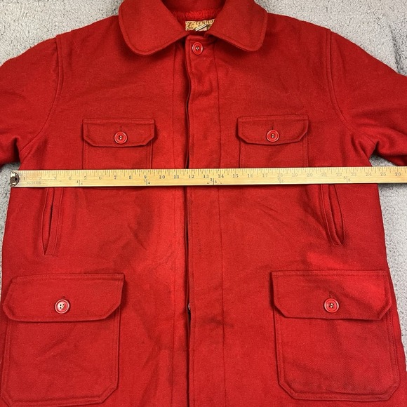 Vtg 60's Bemidji Woolen Mills MACKINAW Wool Cruiser Red HUNTING Jacket Coat 48 - Picture 16 of 16